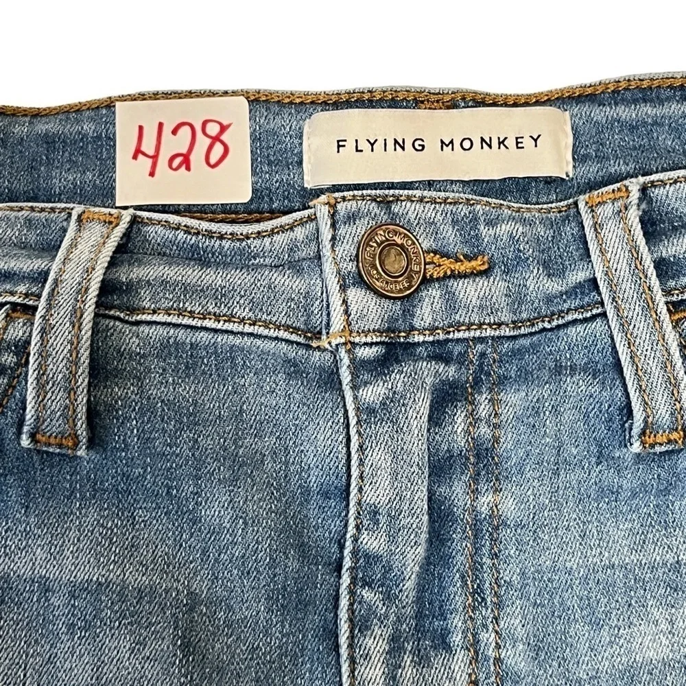 Flying Monkey Denim Skirt with Frayed Hem Size Waist 25 / 0